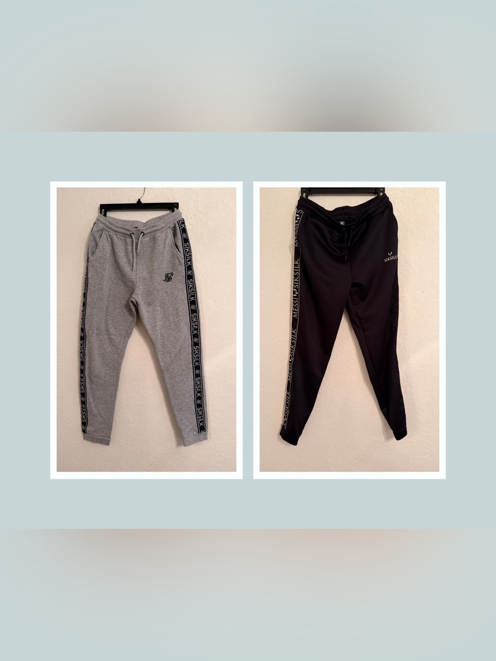 SikSilk Boys Size 15 Jogger Pants 2-Pair Lot Messi Collab Gray Black